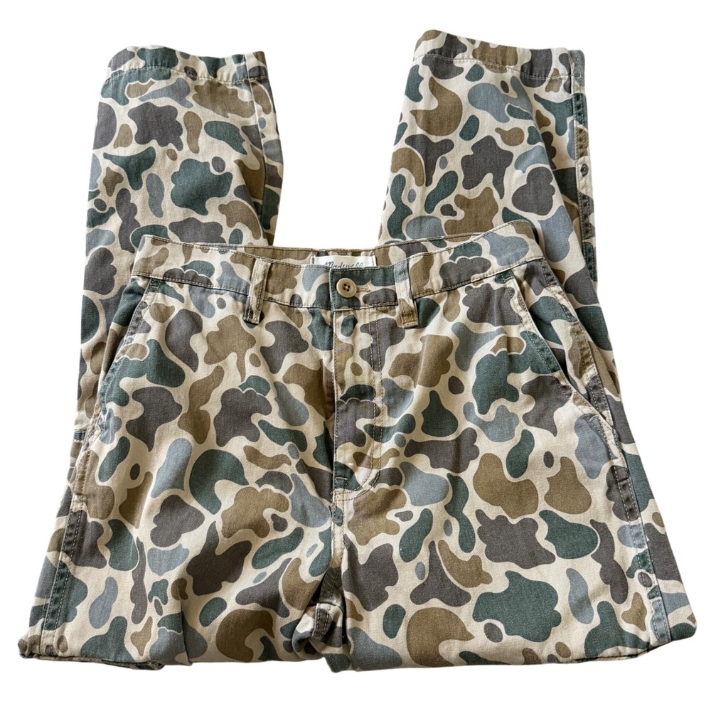 Madewell Camo Cargo Pants High Rise Straight Leg Duck Camouflage K9996 Green 24